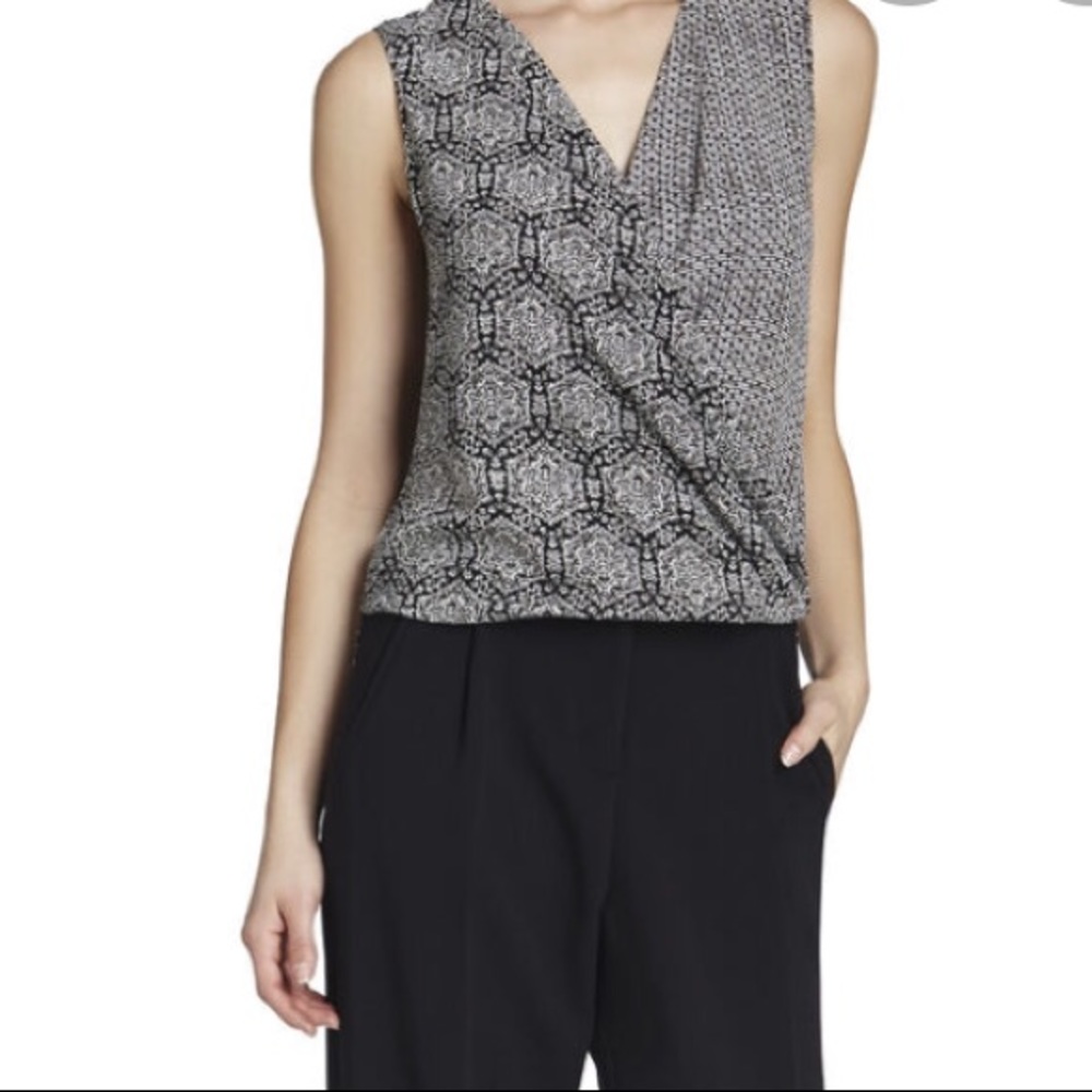 BCBG Meaghan printed wrap top